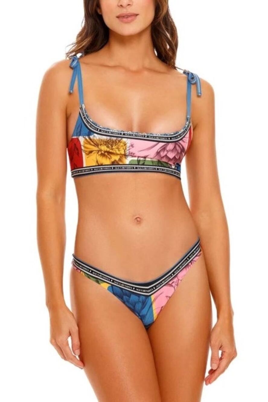 Agua Bendita Swimwear Bikini Set Tout Colorful Patchwork Reversible Size M